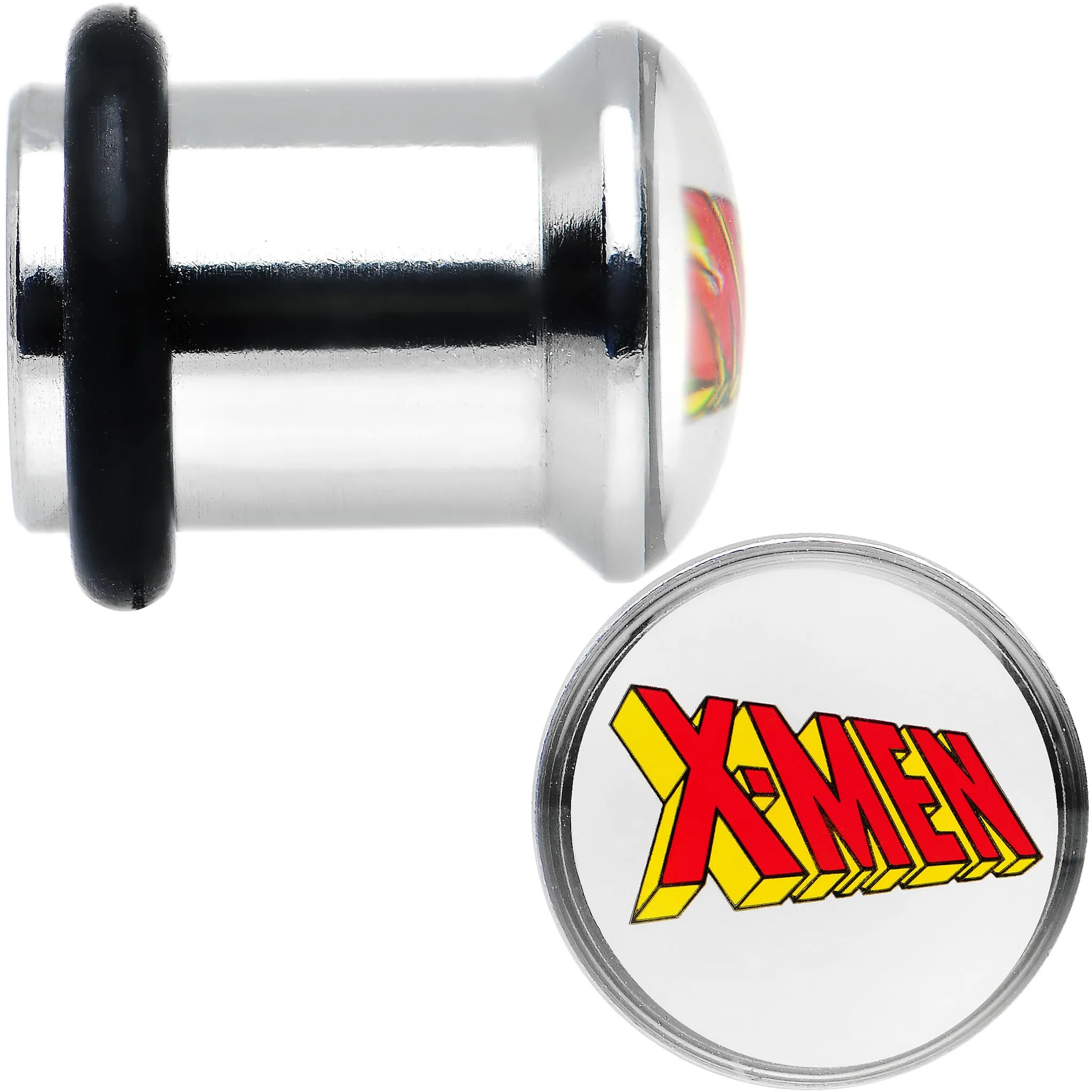 0 Gauge Licensed X-Men Single Flare Steel Tunnel Plugs Set