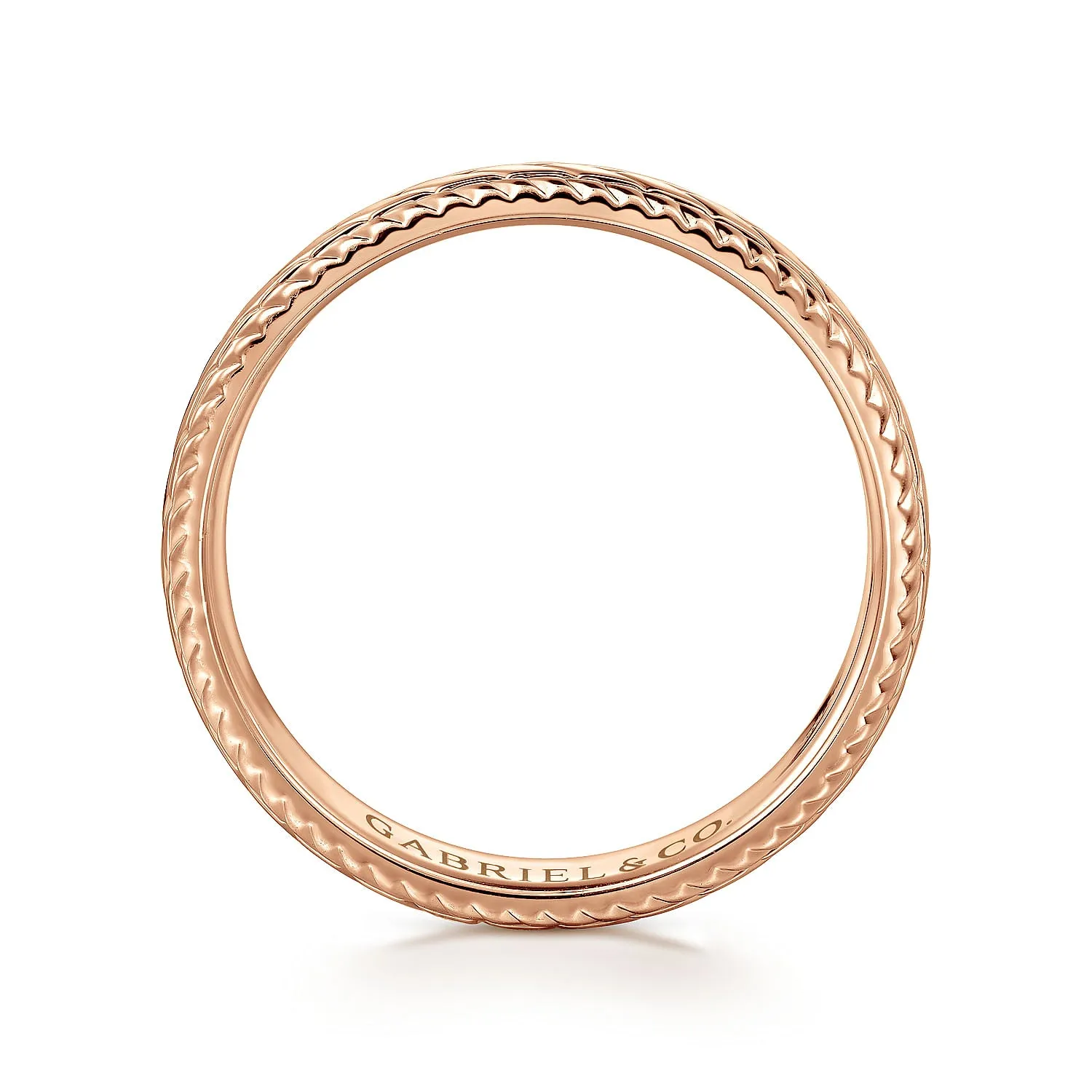 14K Rose Gold 7mm - Men's Wedding Band High Polish Finish in High Polished Finish