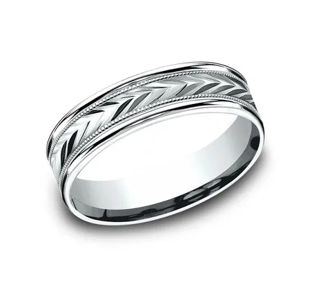 14K White Gold Designer Wedding Band for Men | 6mm Width