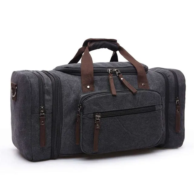 2018 Men Travel Bag Canvas Multifunction Leather Bags Carry On Luggage Bag Men Tote Large