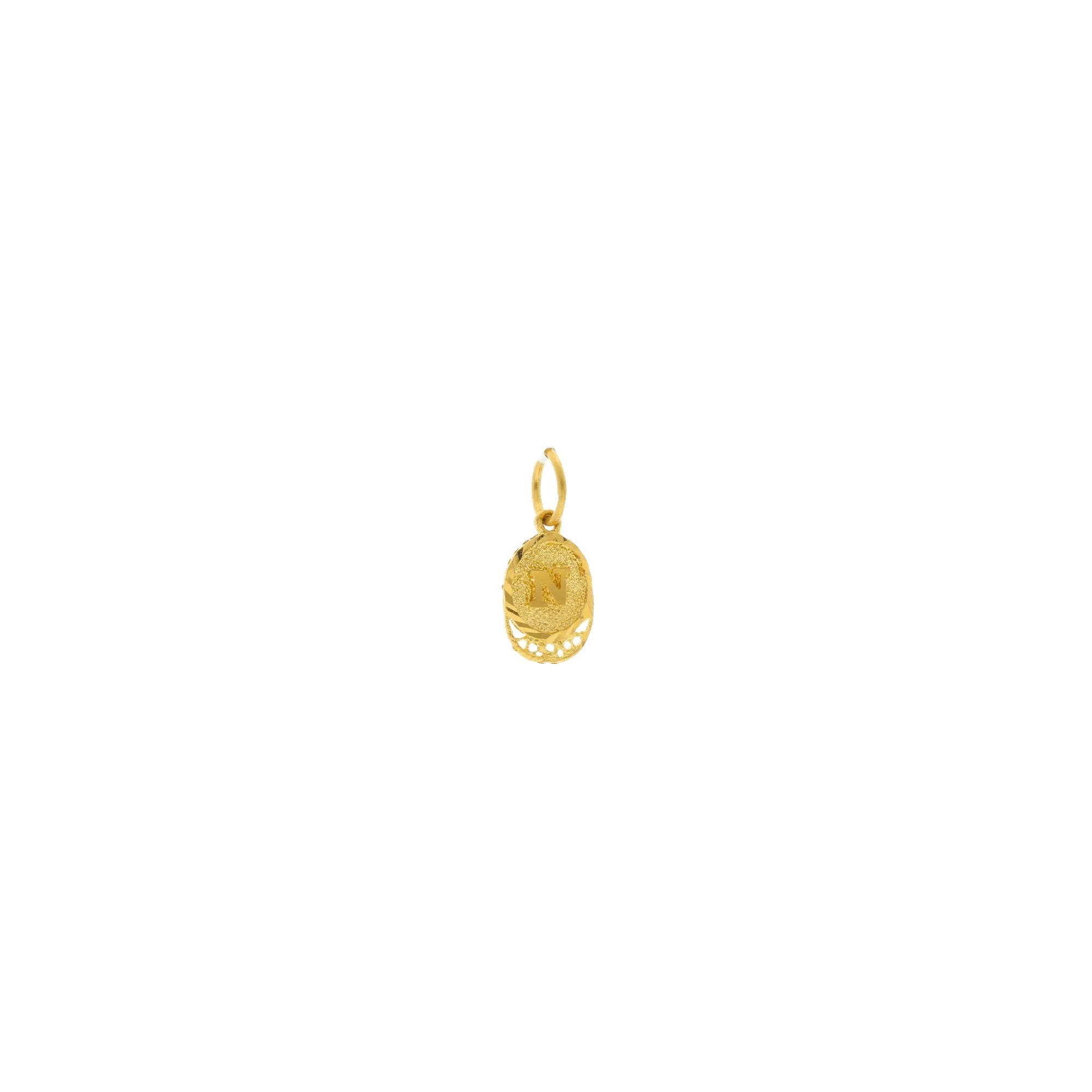 22K Gold Minimal "N" Pendant