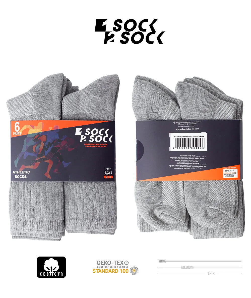 6 PACK ATHLETIC SPORT CREW SOCKS