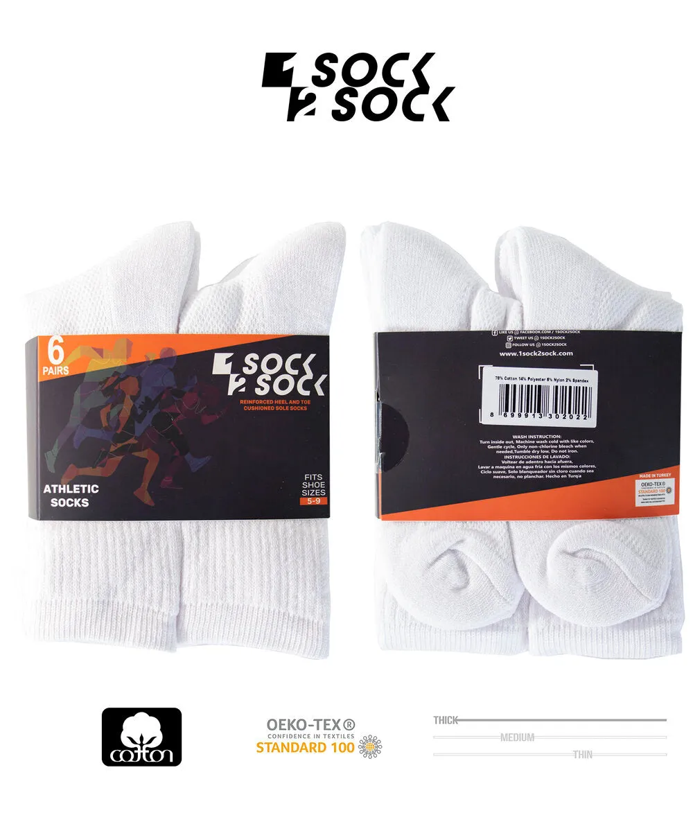 6 PACK ATHLETIC SPORT CREW SOCKS