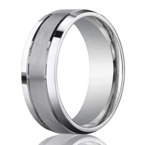 950 Platinum Wedding Band for Men with Beveled Edges - 6mm