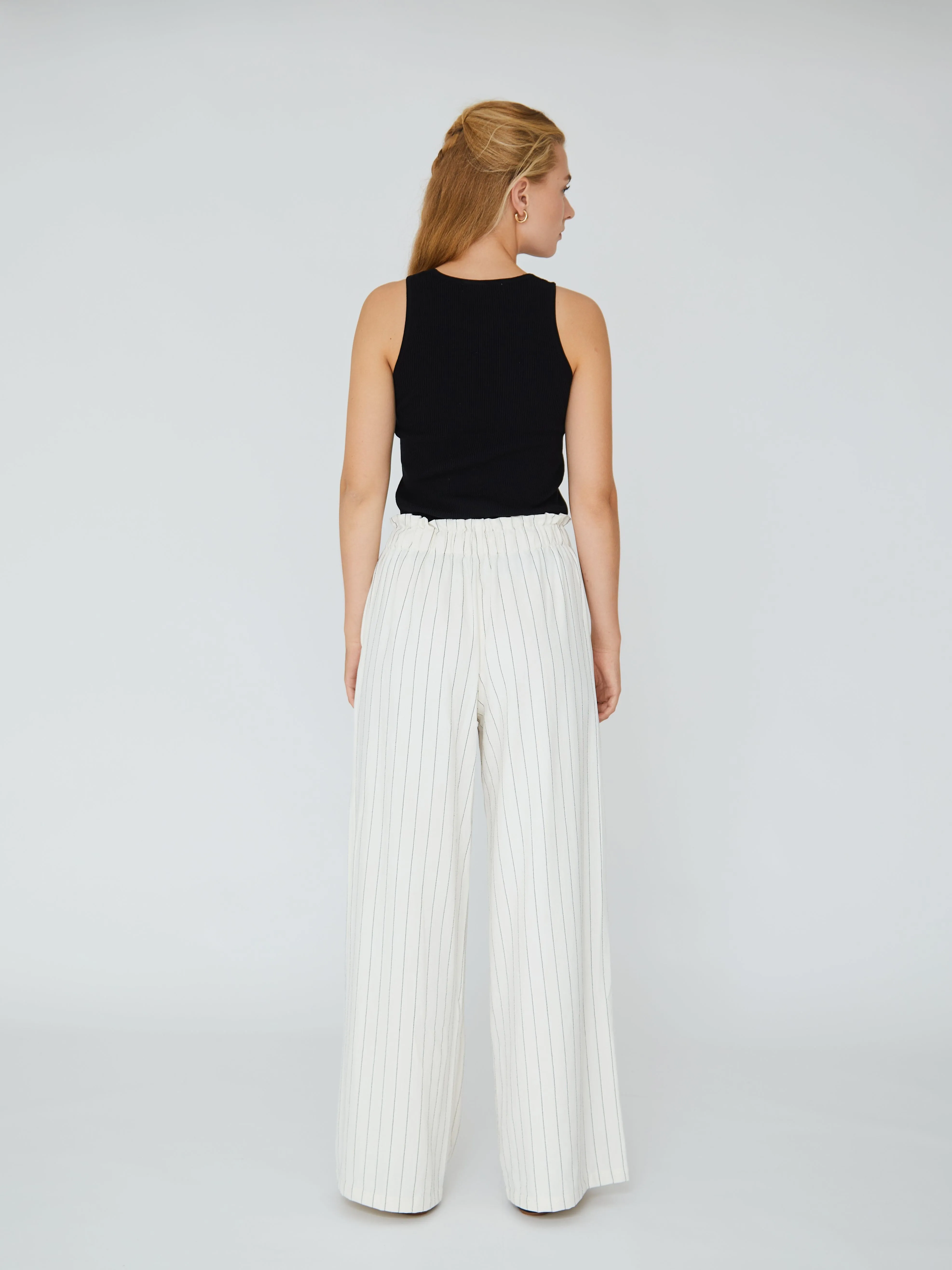 A-VIEW - Lerke Stripe Pants - 005 Off White