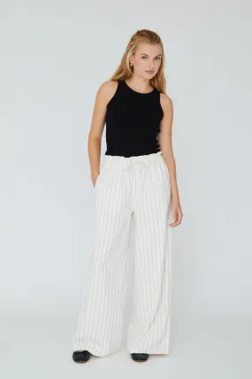 A-VIEW - Lerke Stripe Pants - 005 Off White