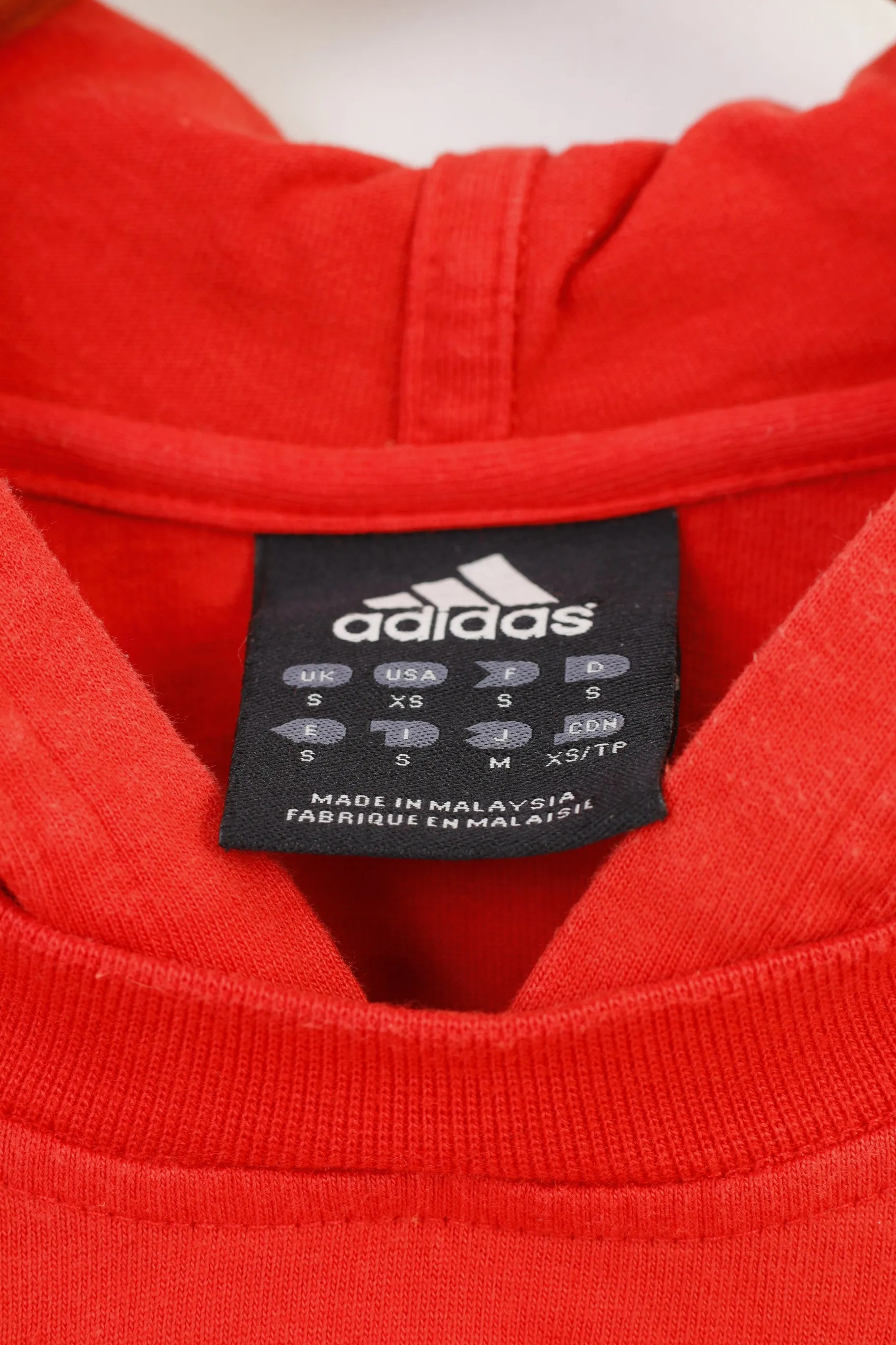 Adidas Men S Long Sleeve Red Cotton 3Stripes Hood Top