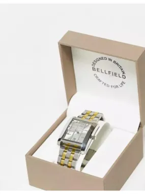 Bellfield Link Strap Watch With Square Dial-In Silver & Gold