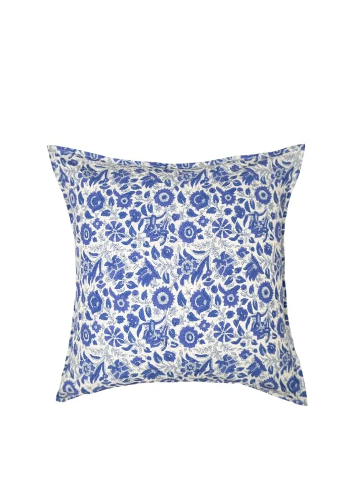 Black Colour - Bcflora Cushion Cover - Royal Blue