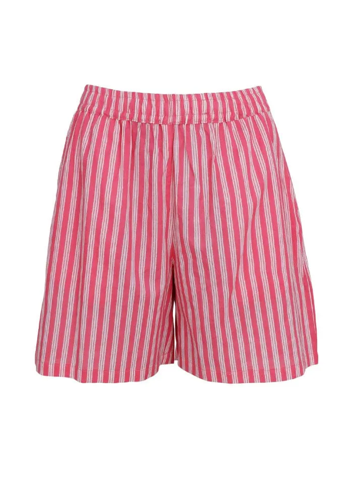 Black Colour - Bcflora Shorts - Pink Stripe