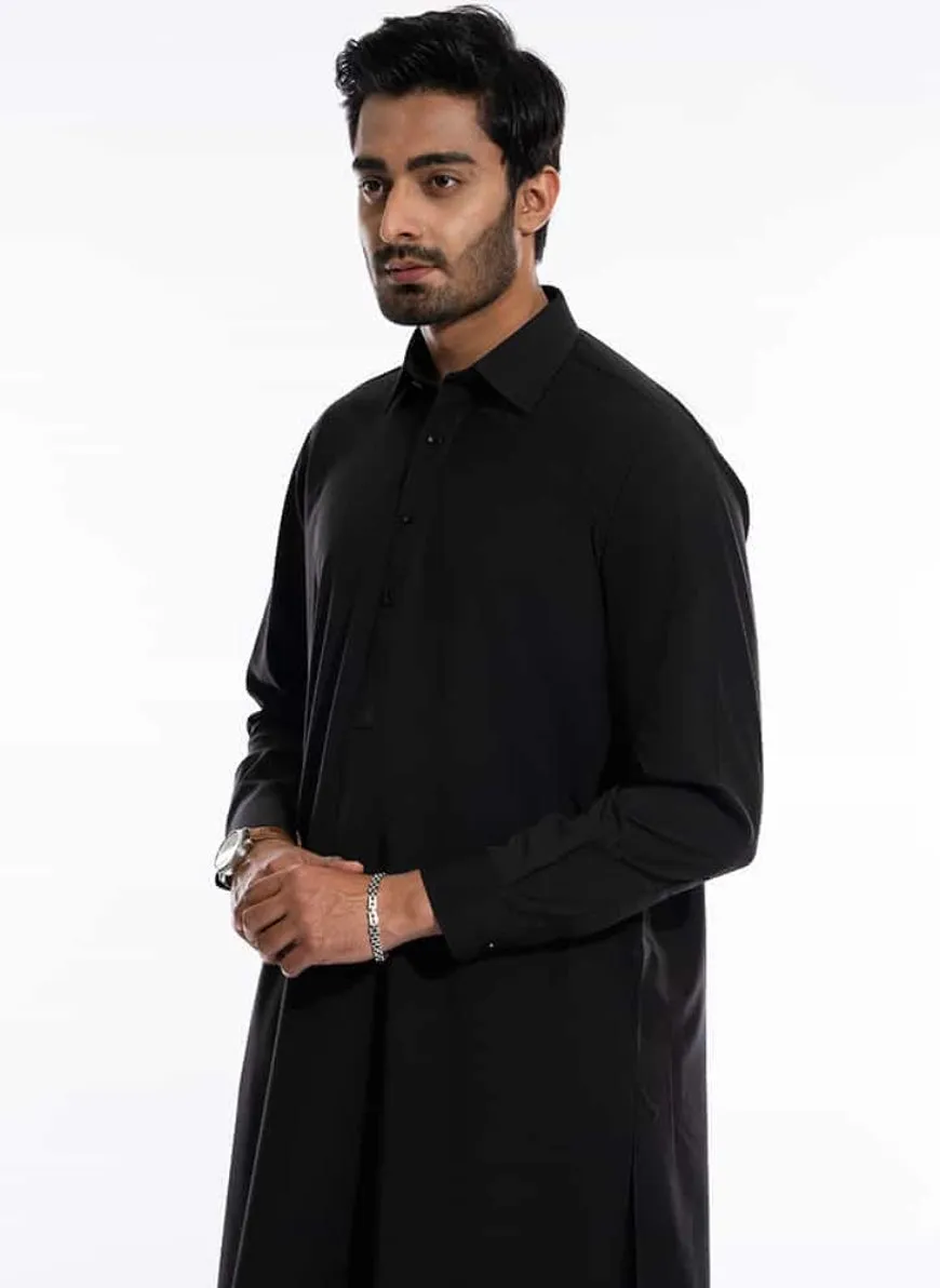 Black, End on End Textured, Kashghar Winter Shalwar Kameez