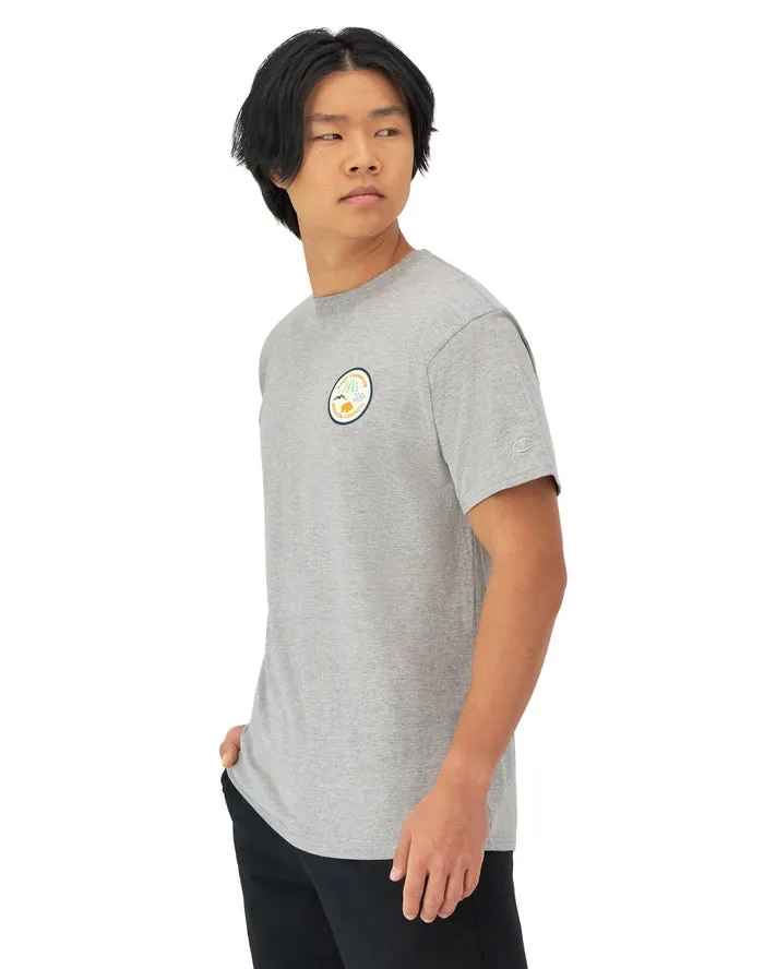 Champion Classic Graphic T-Shirt, Vintage Wash, Badge and Pennant Comfort Wash Oxford Grey T98658 586S1B AD0U