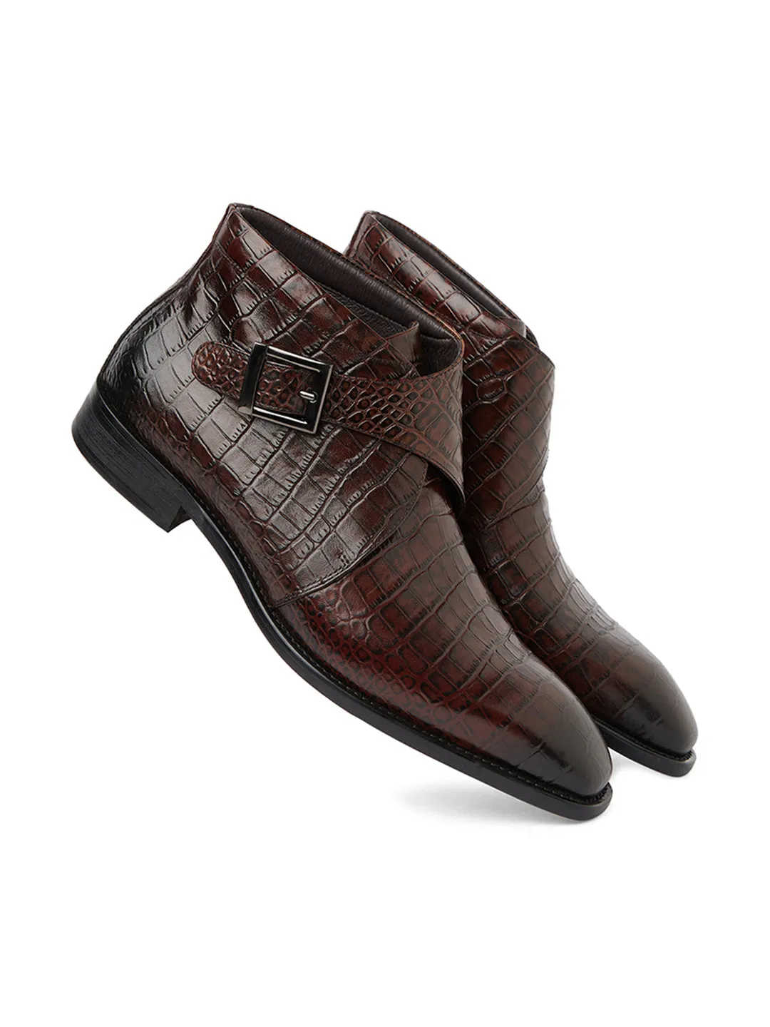 Davidoff Croco Boot Coffee Brown