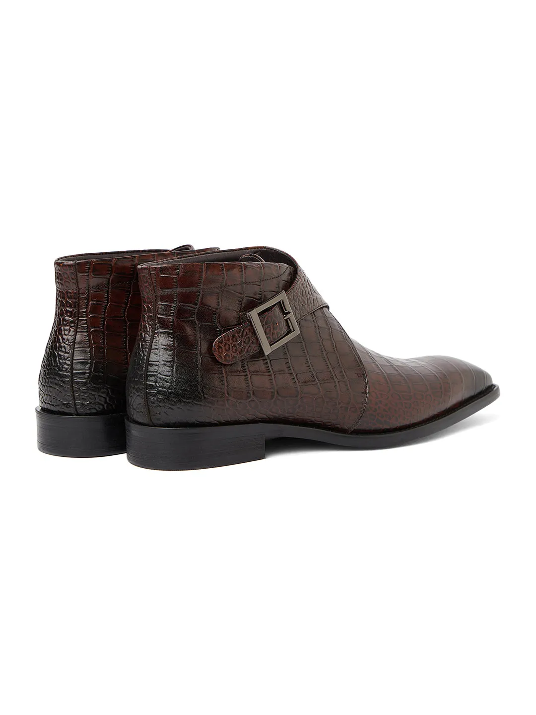 Davidoff Croco Boot Coffee Brown