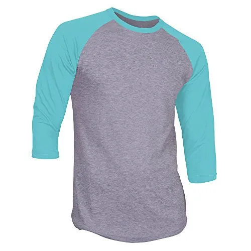 DEALSTOCK MEN'S PLAIN RAGLAN SHIRT 3/4 SLEEVE ATHLETIC BASEBALL JERSEY S-3XL (40  COLORS)