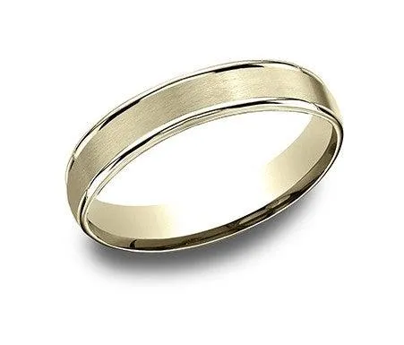 Designer 18K Yellow Gold Wedding Band for Men, Double Ridge | 4mm