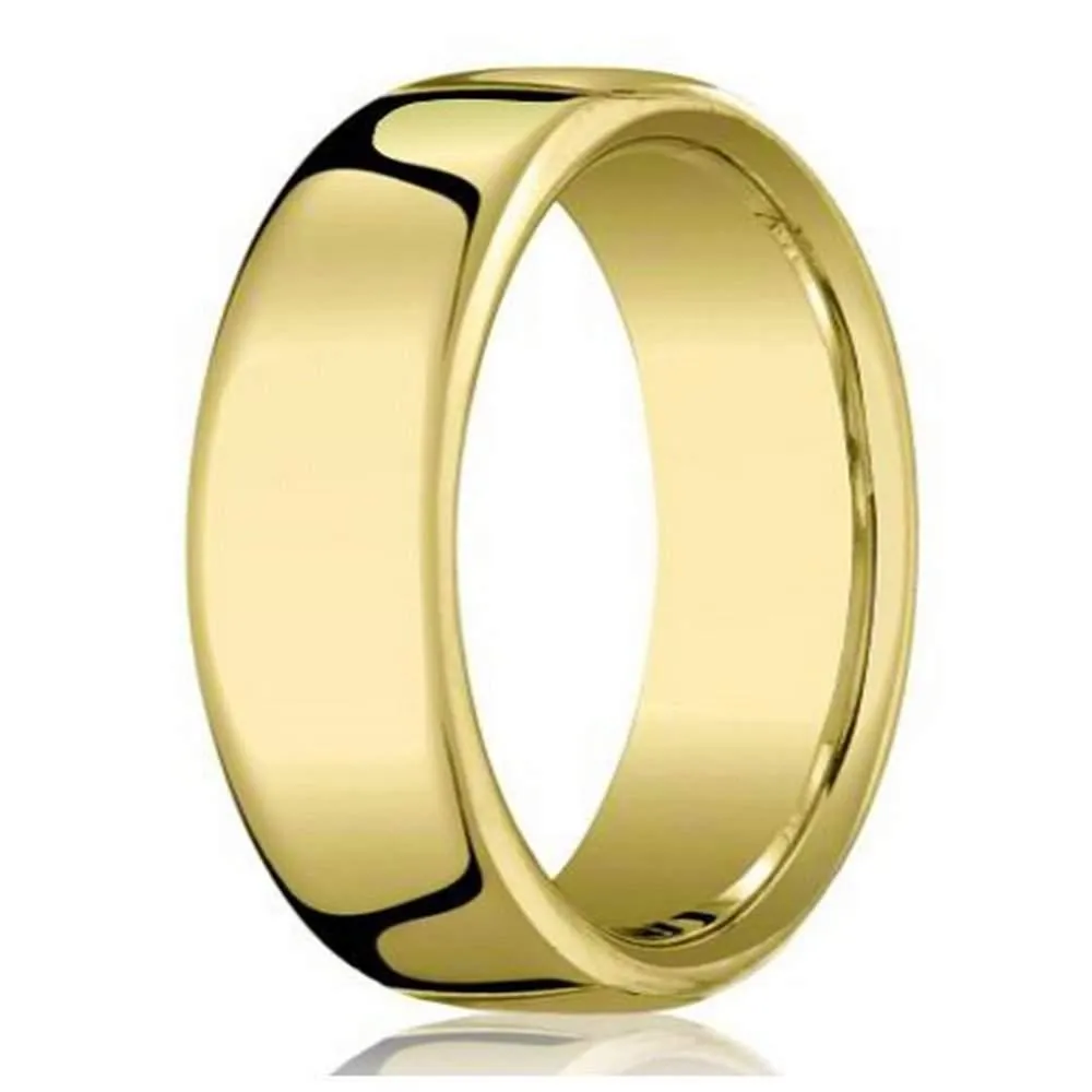 Designer Men's 18K Yellow Gold Wedding Band, Heavy Comfort Fit | 7.5mm