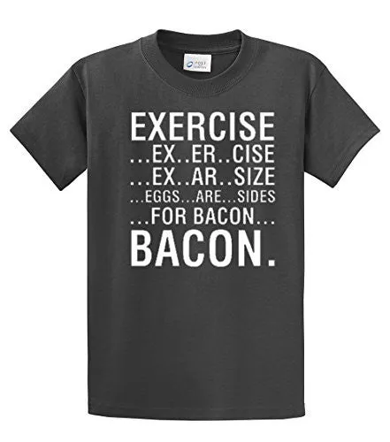 EXERCISE EGGS ARE SIDES FOR BACON T-SHIRT-CHARCOAL-LARGE