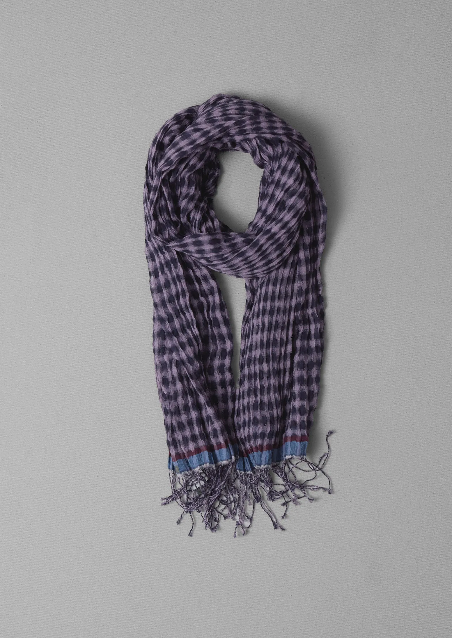 Gingham Hand Woven Scarf | Navy/Lilac