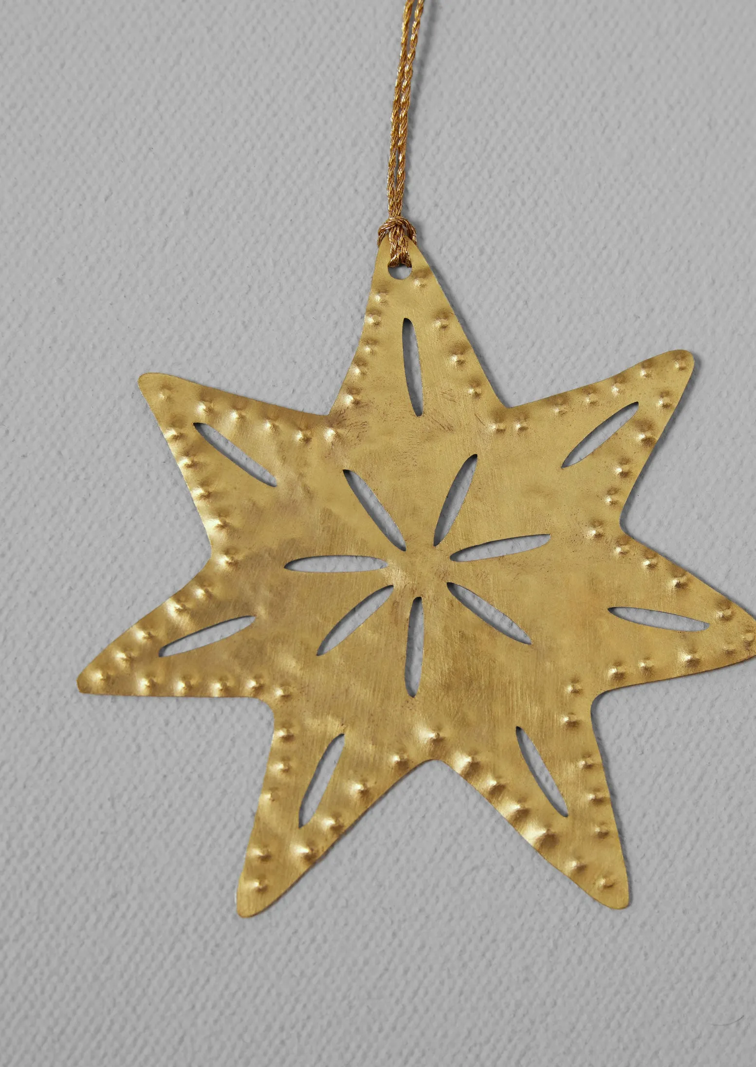 Hammered Metal Star Decoration | Brass