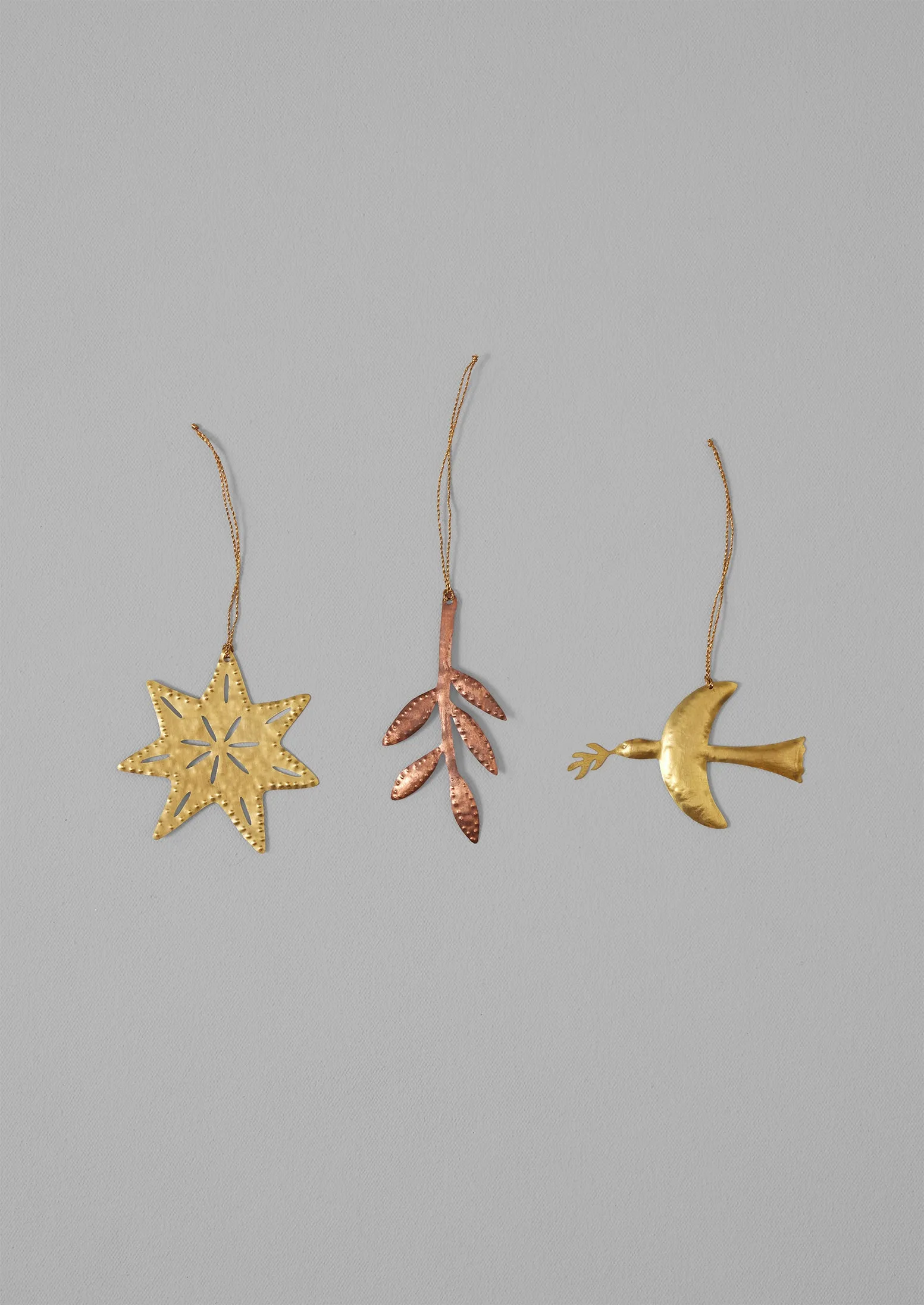 Hammered Metal Star Decoration | Brass