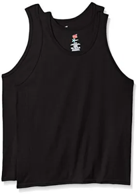 HANES MEN'S X-TEMP TANK TOP 2 PACK, BLACK, X-LARGE