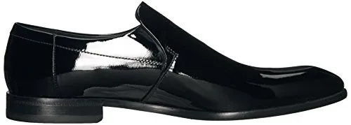 HUGO BY HUGO BOSS MEN'S DRESS APPEAL LEATHER SLIP-ON LOAFER, BLACK PATENT, 12 M US