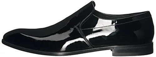 HUGO BY HUGO BOSS MEN'S DRESS APPEAL LEATHER SLIP-ON LOAFER, BLACK PATENT, 12 M US