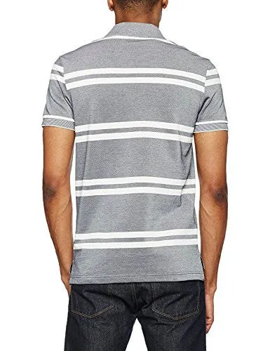 LACOSTE MEN'S GREY COTTON MEN'S POLO WITH STRIPES IN SIZE 6-XL GREY