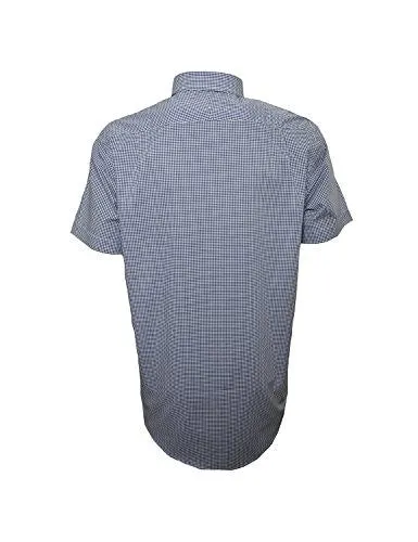 LACOSTE MEN'S MEN'S BLUE CHECKED GINGHAM POPLIN SHIRT IN SIZE XL-2XL BLUE