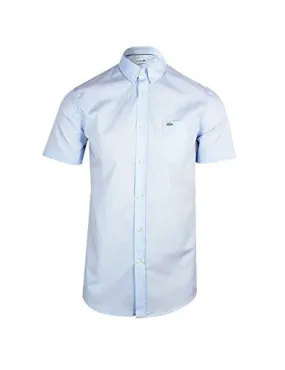 LACOSTE MEN'S MEN'S SALT AND PEPPER COTTON LIGHT BLUE SHIRT IN SIZE XL LIGHT BLUE