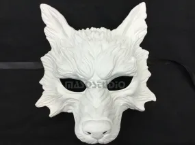 Masquerade ball mask Blank White WOLF Mask Wear or Wall Deco Black Silver