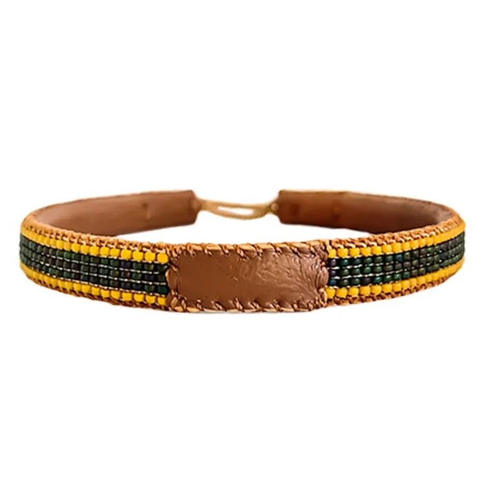 MEN BRACELET STRIPE GREEN / MUSTARD