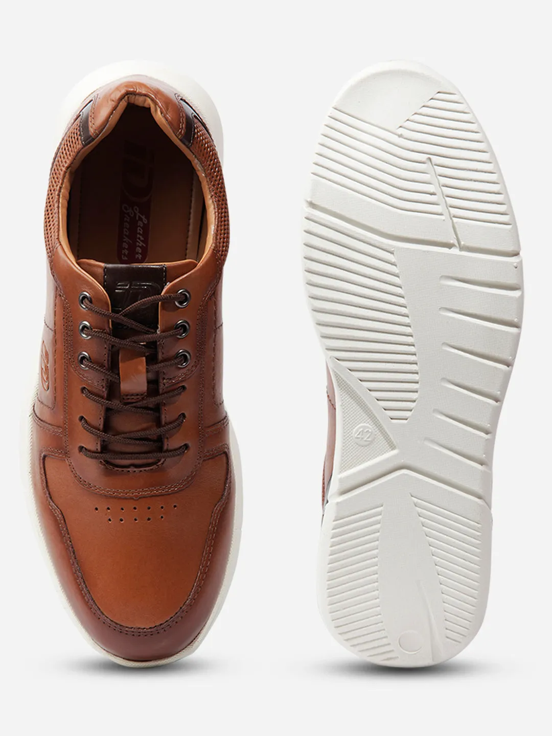 Men Tan Leather Sneaker (ID3086)