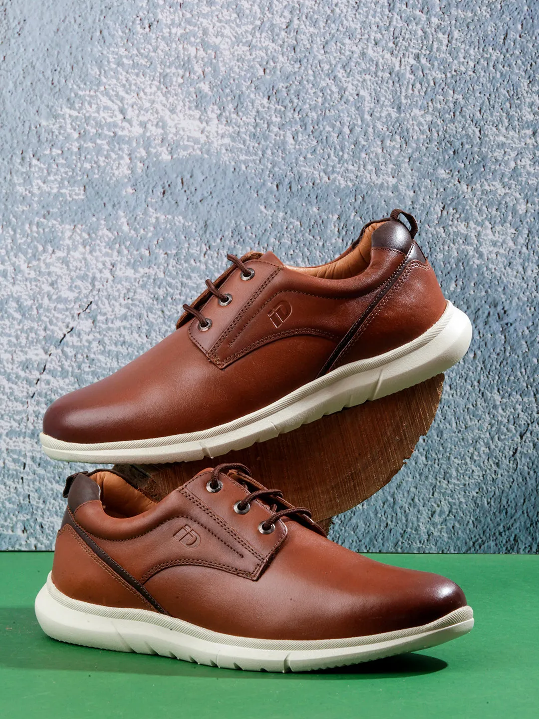 Men Tan Leather Sneaker (ID3087)