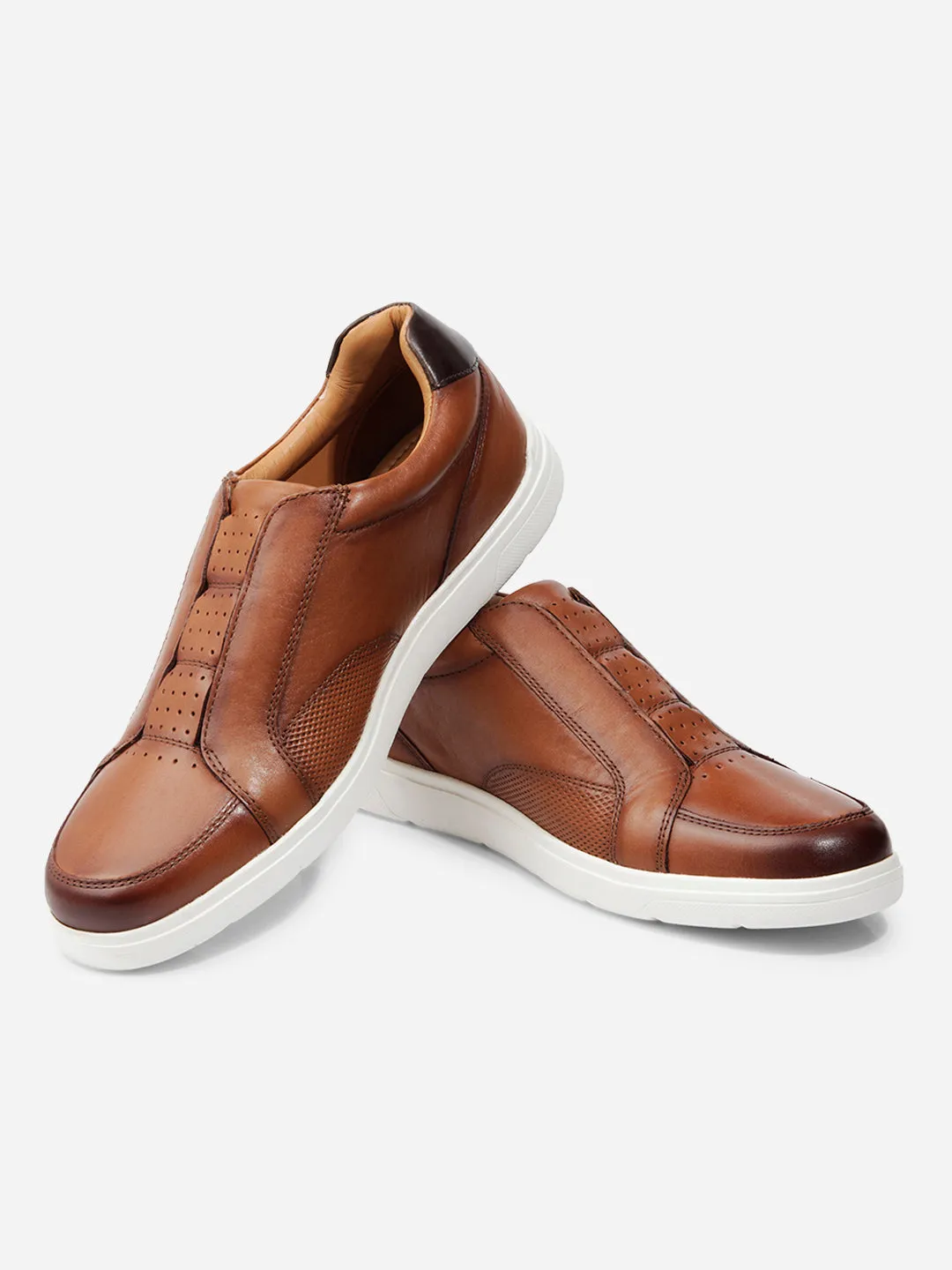 Men Tan Leather Sneaker (ID3088)