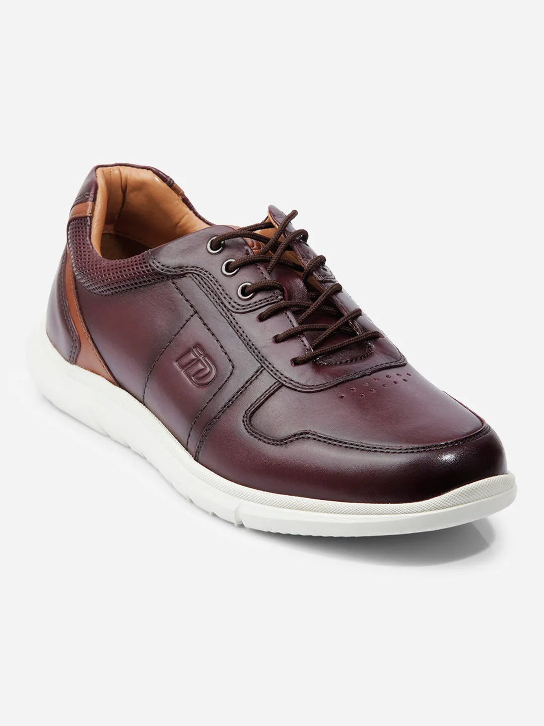 Men Wine Leather Sneaker (ID3086)