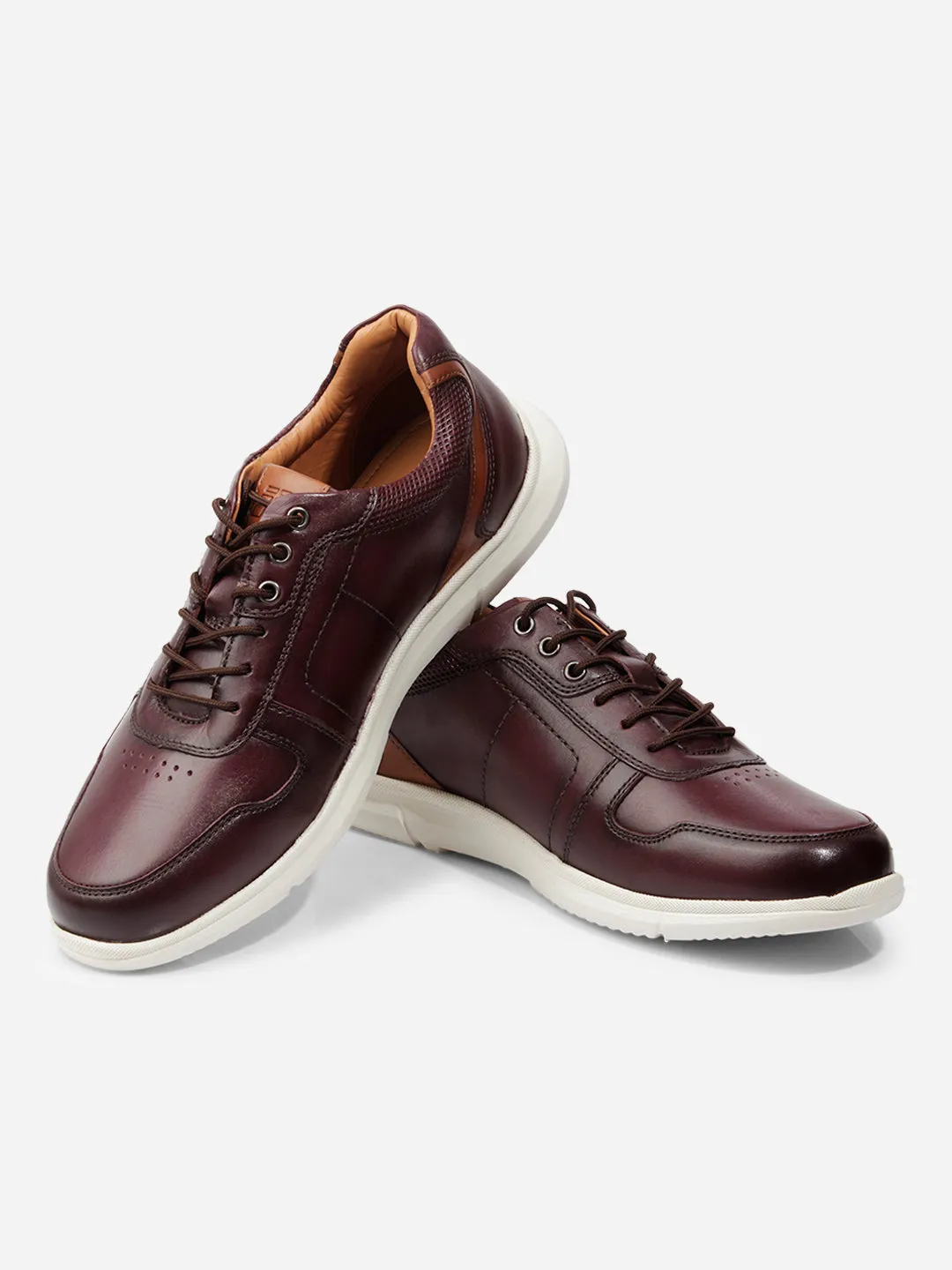 Men Wine Leather Sneaker (ID3086)