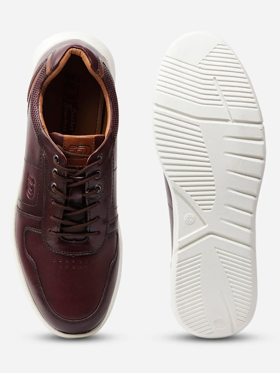 Men Wine Leather Sneaker (ID3086)