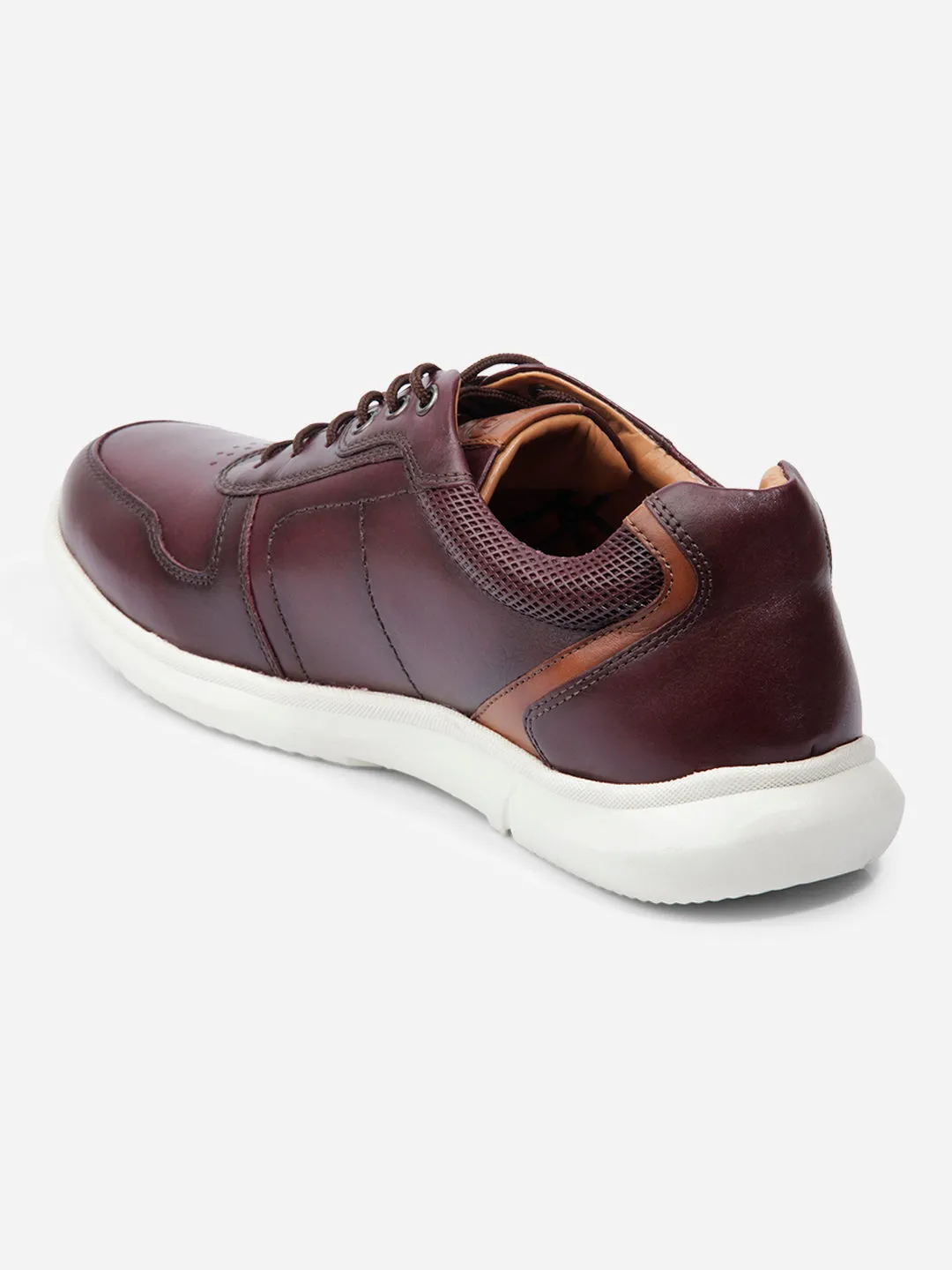 Men Wine Leather Sneaker (ID3086)