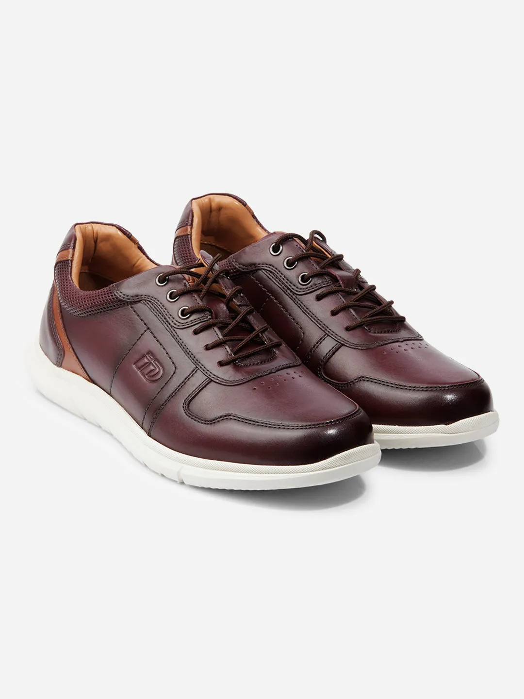 Men Wine Leather Sneaker (ID3086)