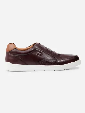 Men Wine Leather Sneaker (ID3088)