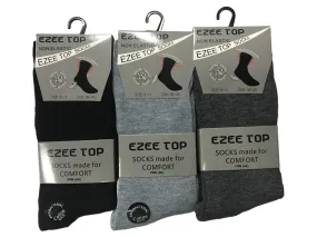 Mens Diabetic Greys Socks Non Elastic Cotton Rich Plain