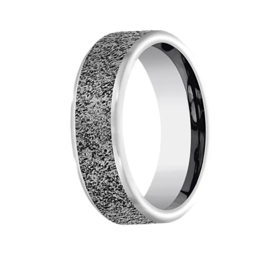 Men's Unique Textured Finish Tungsten Ring - 7mm