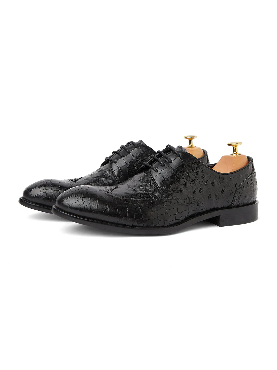 Ostrich Crocodile Oxford - Black