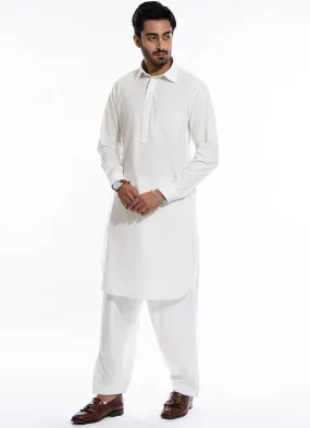 Plain-Off White, Poly Viscose, Kashghar Winter Shalwar Kameez