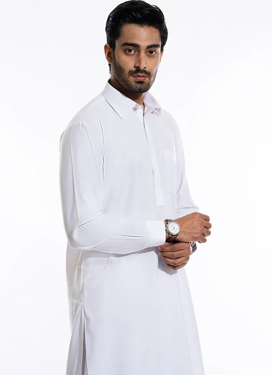 Plain White Poly Viscose, Kashghar Winter Shalwar Kameez