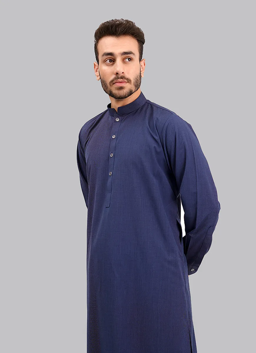 Shalwar Kameez - Kashghar Blue Textured