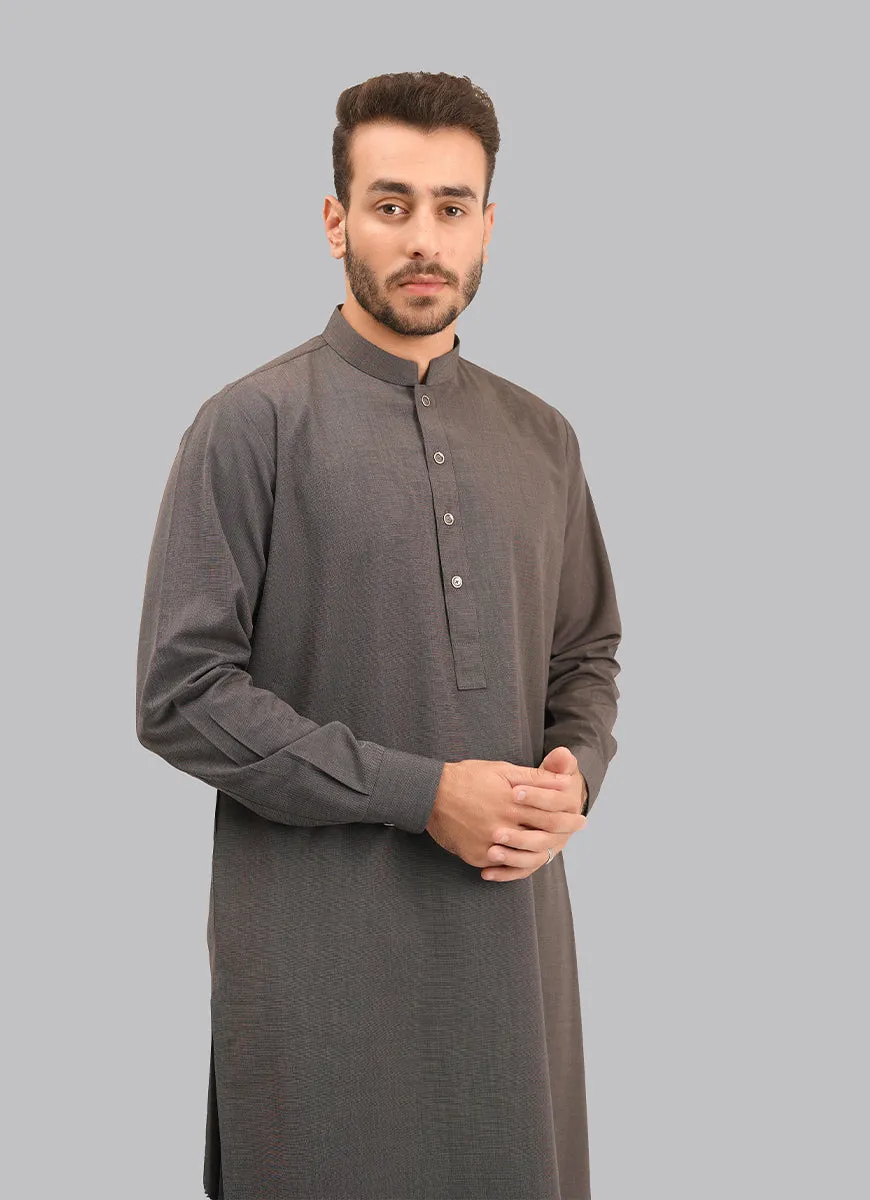 Shalwar Kameez - Kashghar Grey Textured