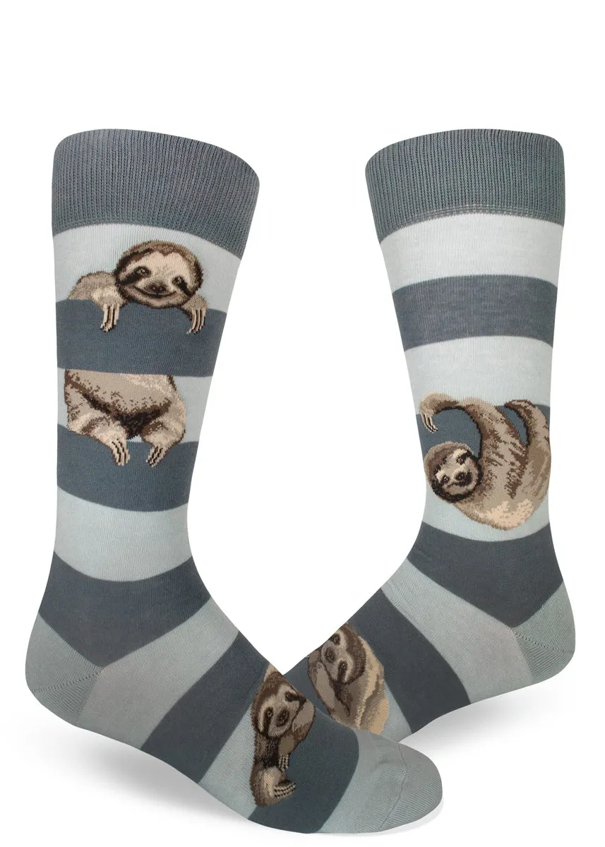 Sloth Stripe Men's Crew Socks